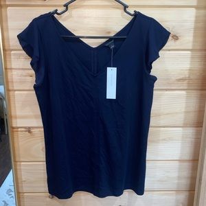Ann Taylor navy ruffled top